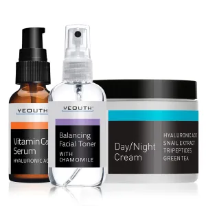 Daytime Essentials: Vitamin C&E Serum 1 oz, Balancing Facial Toner 3.4 oz & Day/Night Cream 4 oz