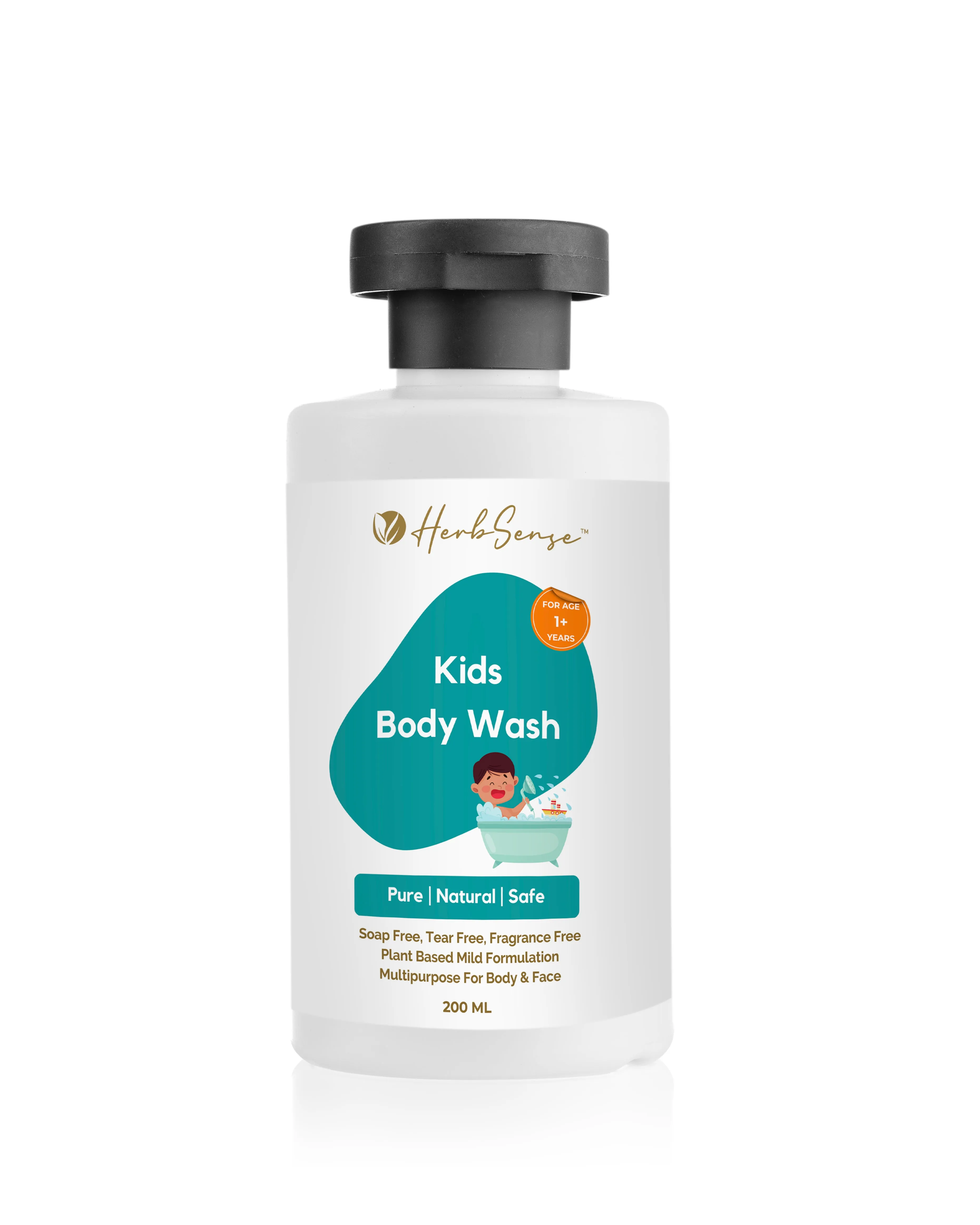 Kids Body Wash-200ml | Plant Based | Fragrance & Color Free | Gentle & Safe | Multipurpose for Body & Face. For Age 1  Years.