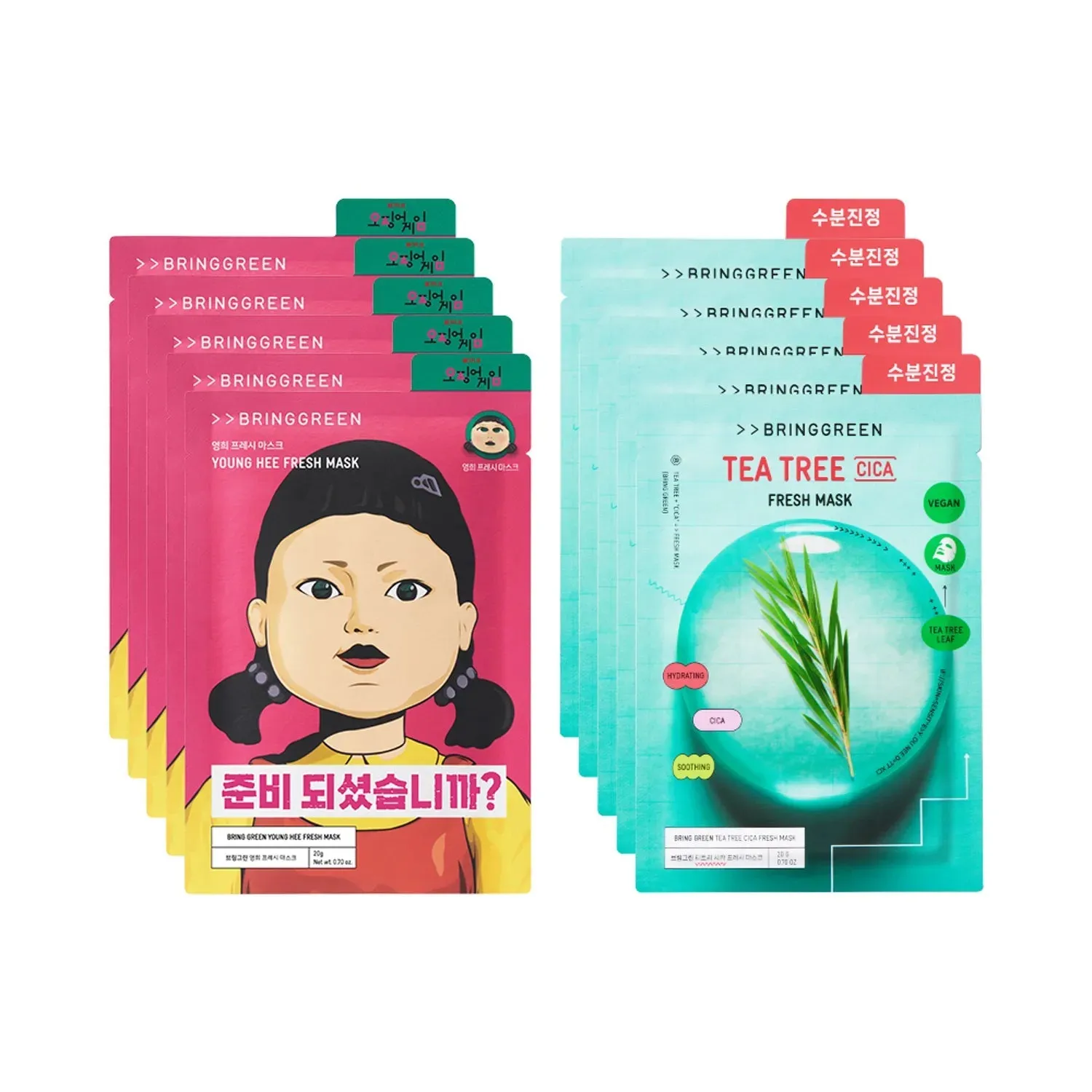 [NETFLIX] BRINGGREEN | Fresh Mask Sheet 10ea (Tea Tree Cica 5ea Young Hee 5ea)