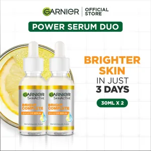 Twin Pack Garnier Bright Complete Vitamin C Booster Serum - 30ml